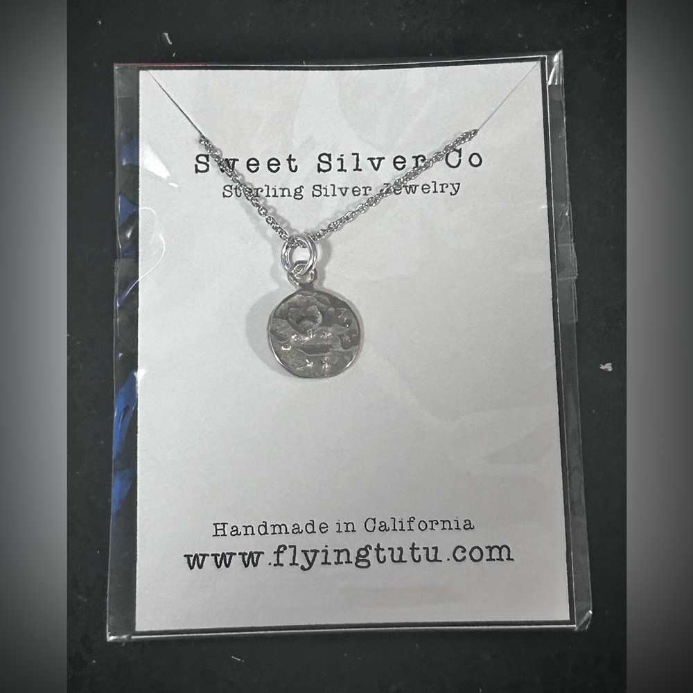 Silver Hammered Disc Necklace